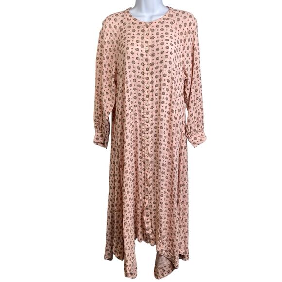 J Crew Pink Medallion Print Handkerchief Maxi Shirt Dress Size S Old Money - Picture 1 of 15